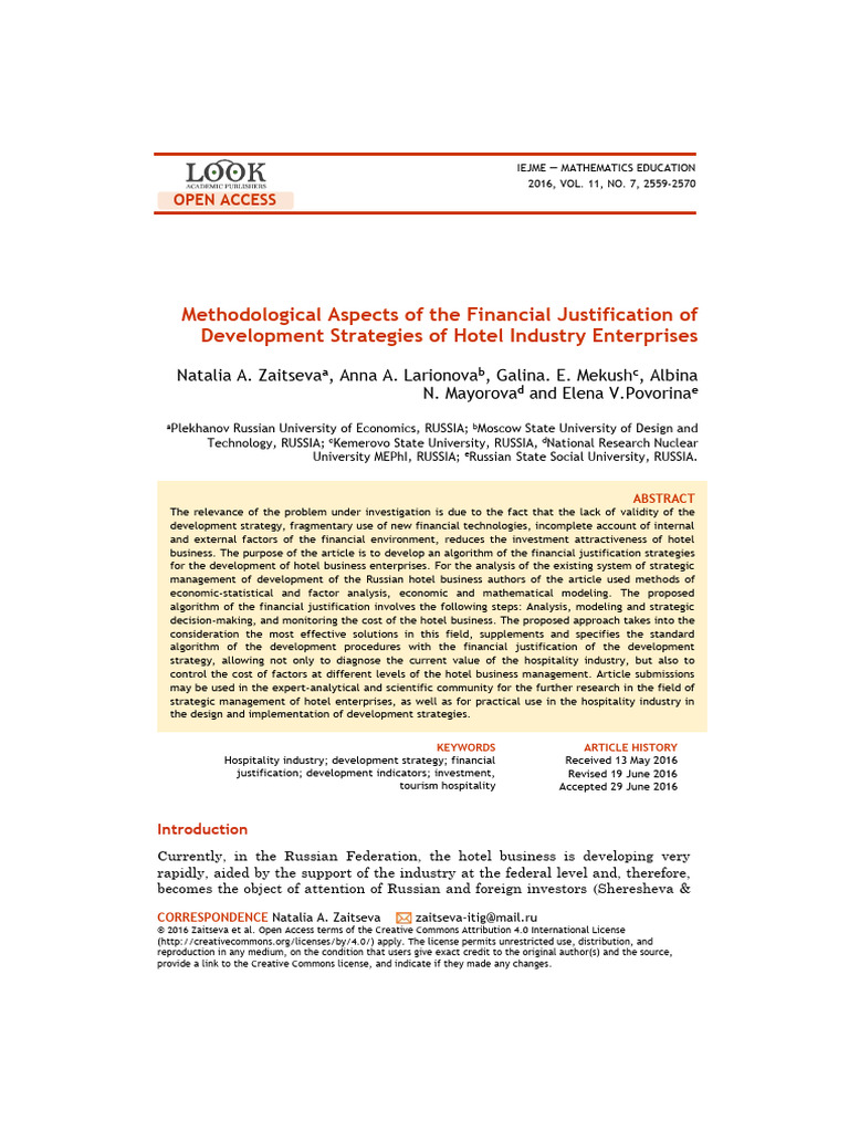 Methodological Aspects of The Financial Justification of Development ...