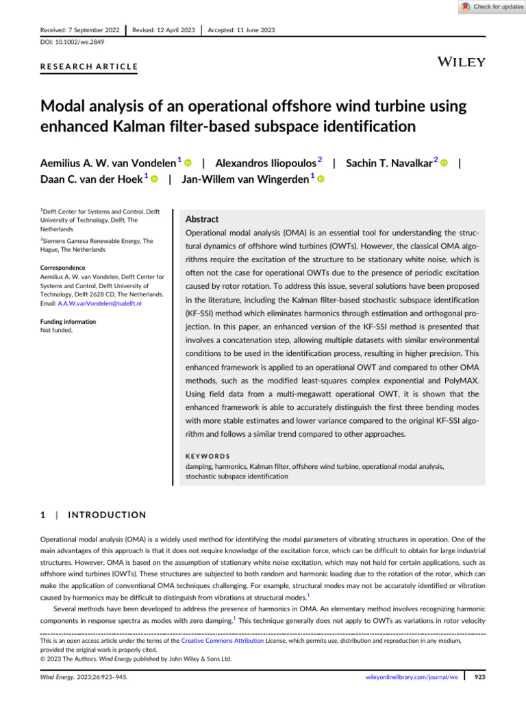 2023 - Vondelen - Modal Analysis of An Operational Offshore Wind ...