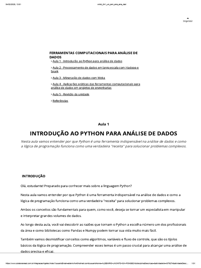 Python para Análise de Dados: Introdução | PDF | Mineração de dados ...