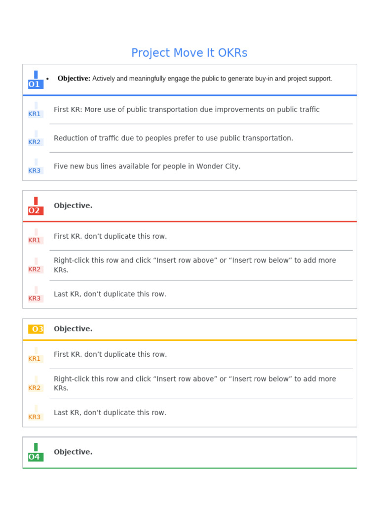 Activity Template - Project Move It OKRs | PDF