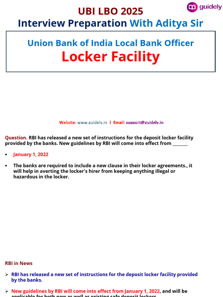 Locker Facility Updates Interview | PDF
