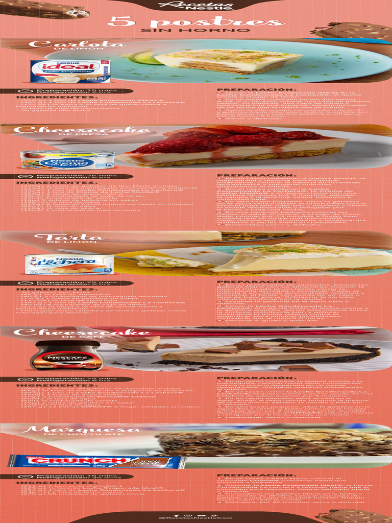 Recetas de Postres Sin Horno Variados | PDF | Tarta de queso | Alimentos