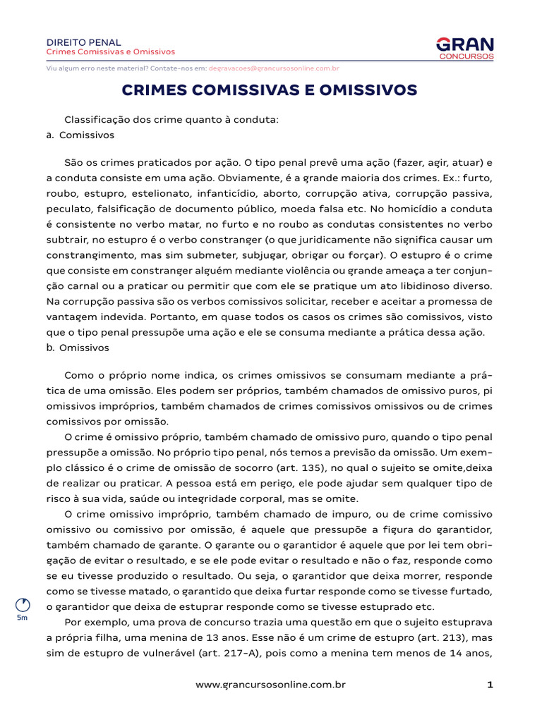 Crimes Comissivos e Omissivos | PDF | Crimes | Crime e Violência