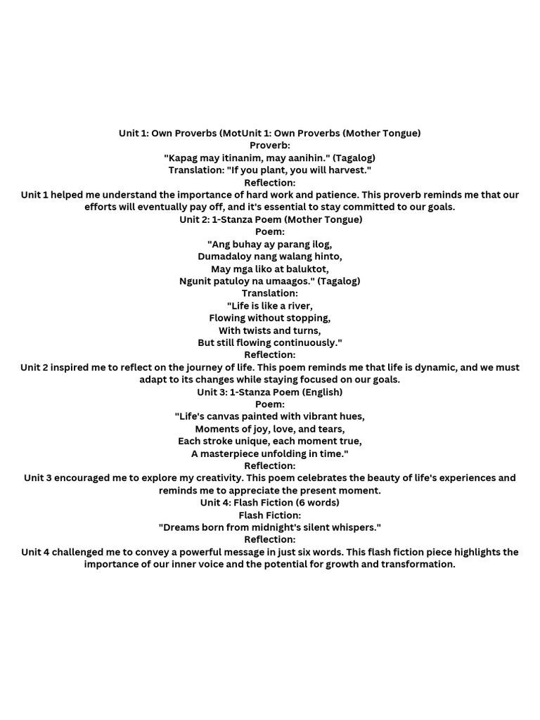 Unit 1 Own Proverbs (Mother Tongue) - 20250505 - 060429 - 0000 | PDF