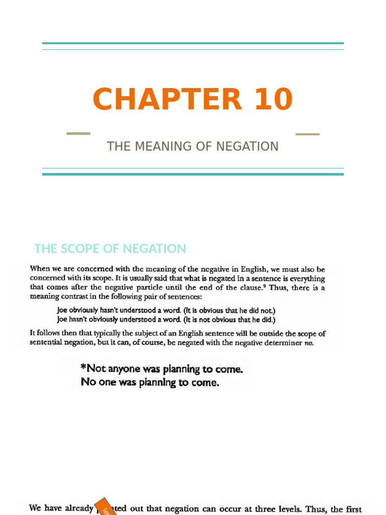 CHAPTER 10 - The Meaning of Negation1 | PDF