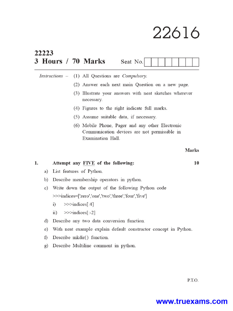 Python Exam Questions and Answers Guide | PDF | Python (Programming ...