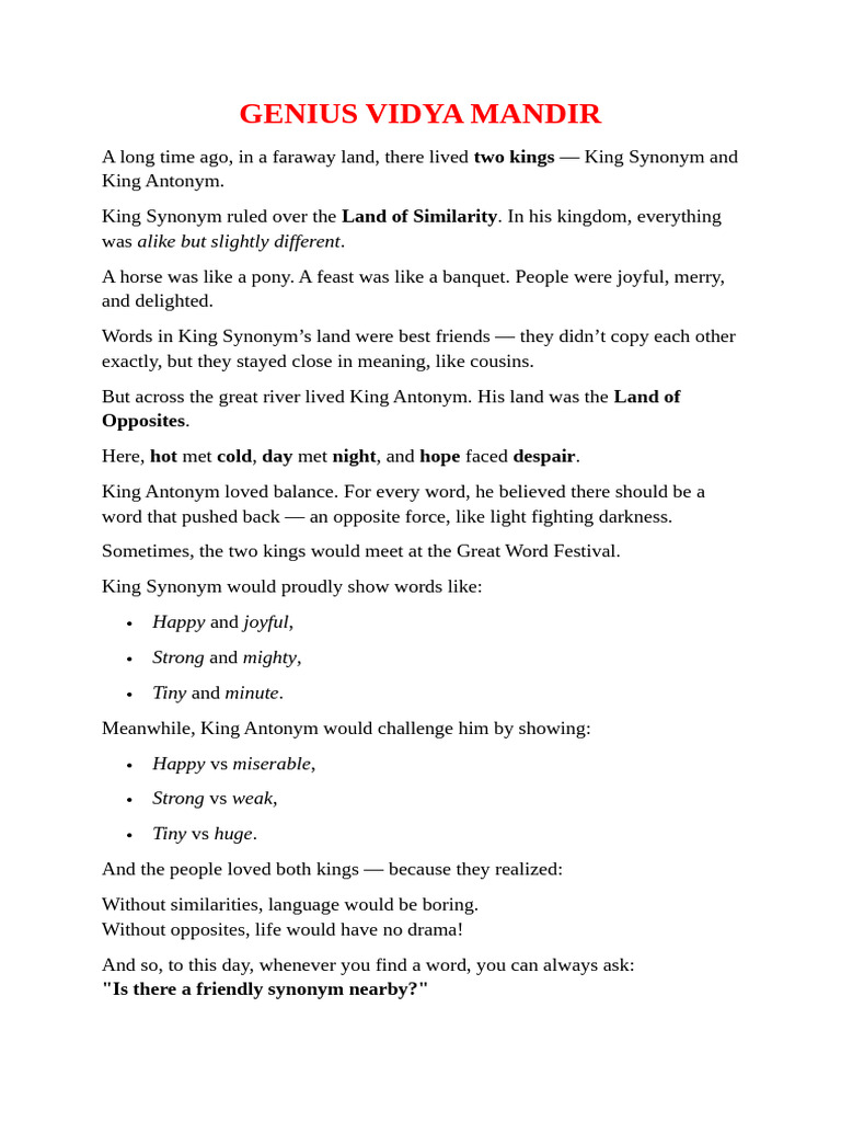 Synonyms and Antonyms Explained | PDF