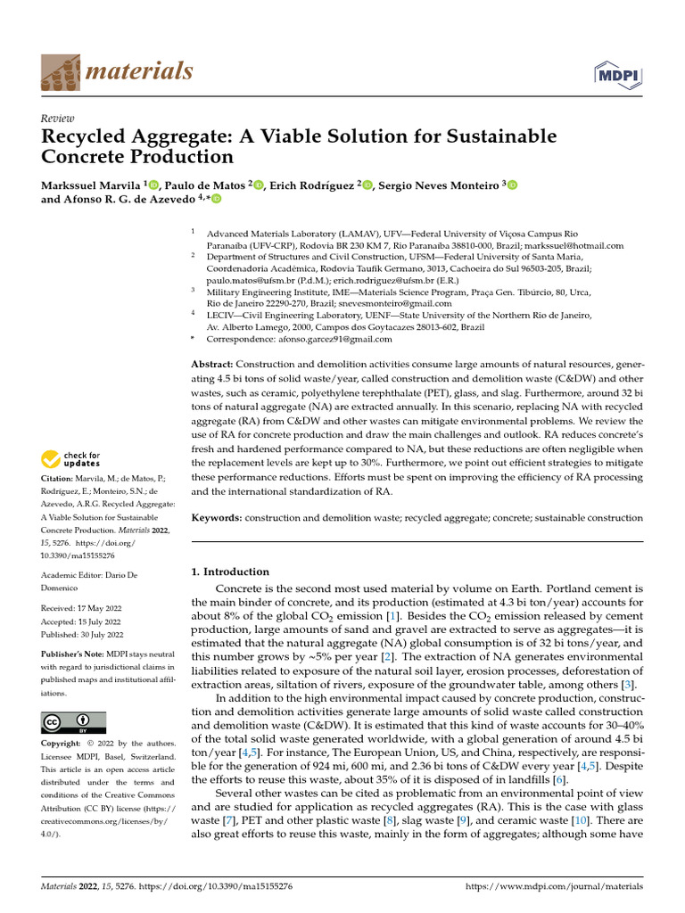 Recycled Aggregate A Viable Solution For Sustainable 1iym9m4q | PDF ...