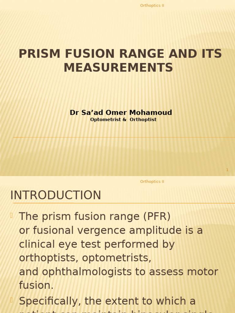Prism Fusion Range Assessment in Ophthalmology | PDF | Visual System | Eye
