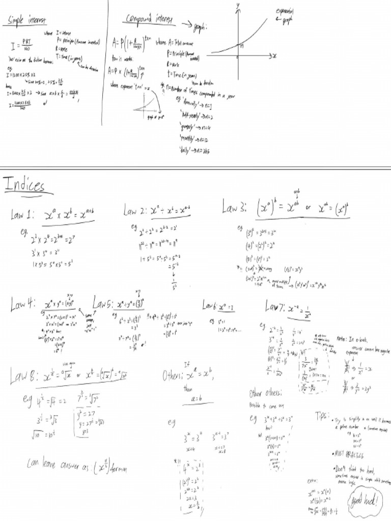 E Math Interest & Indices Notes | PDF