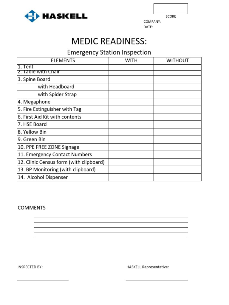 Emergency Station Inspection Checklist | PDF