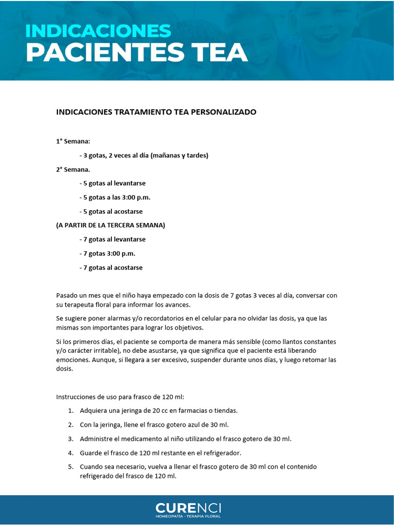 Indicaciones Paciente Tea | PDF
