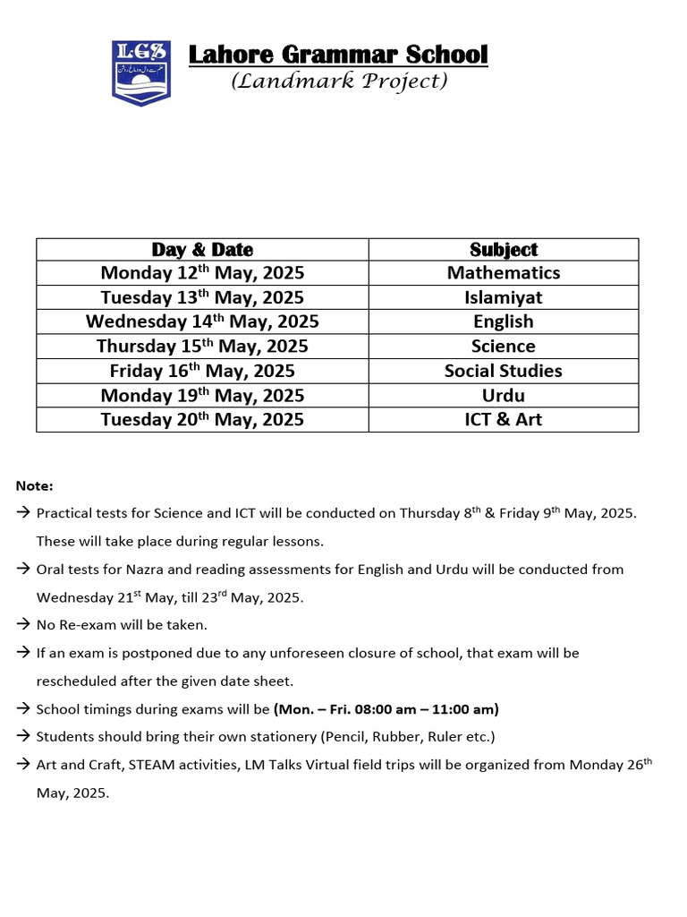 Class IV Exam Dates May 2025 | PDF