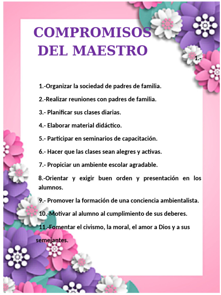 Compromisos del Maestro en Educación | PDF