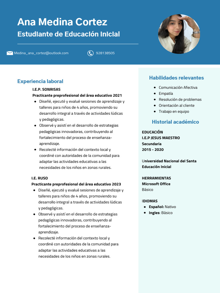 Currículum Profesional de Médico Bloques de Color en Azul | PDF ...