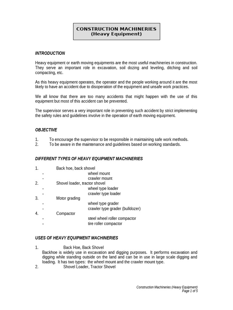 Heavy Equipment Safety Guidelines | PDF | Loader (Equipment) | Heavy ...