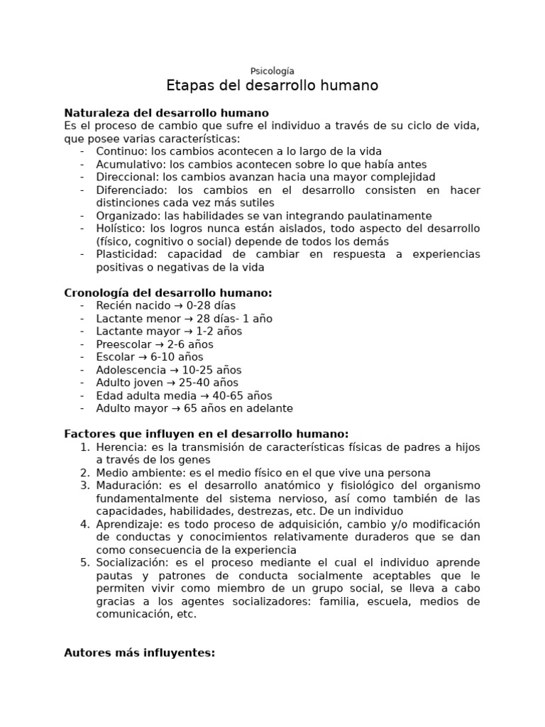 Etapas y factores del desarrollo humano | PDF | Teoría de apego | Adultos