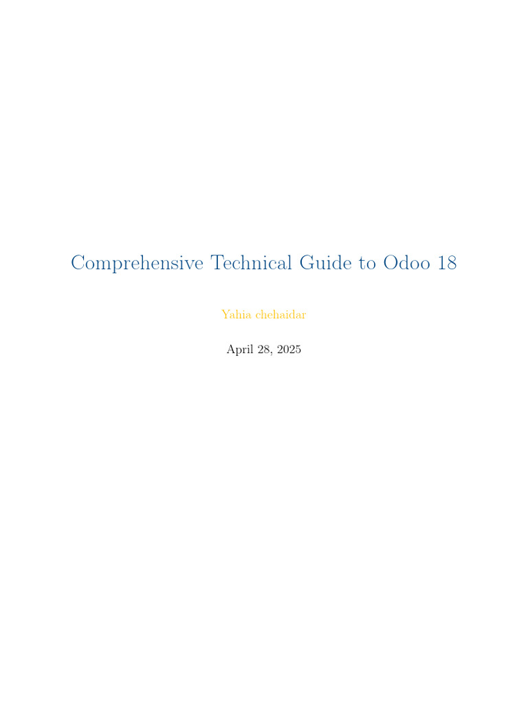 Odoo 18 Technical Documentation Guide | PDF | Postgre Sql | Enterprise ...