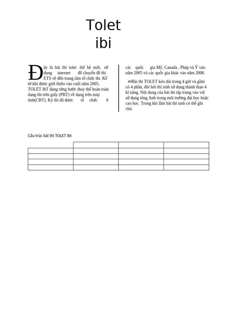 Tolet ibi: Cấu trúc bài thi TOLET Ibt | PDF