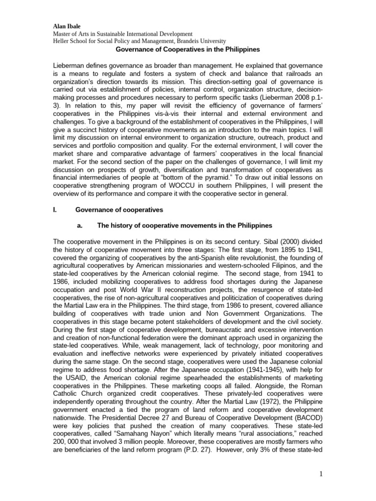 Governance of Farmers' Cooperatives in the Philippines | PDF ...