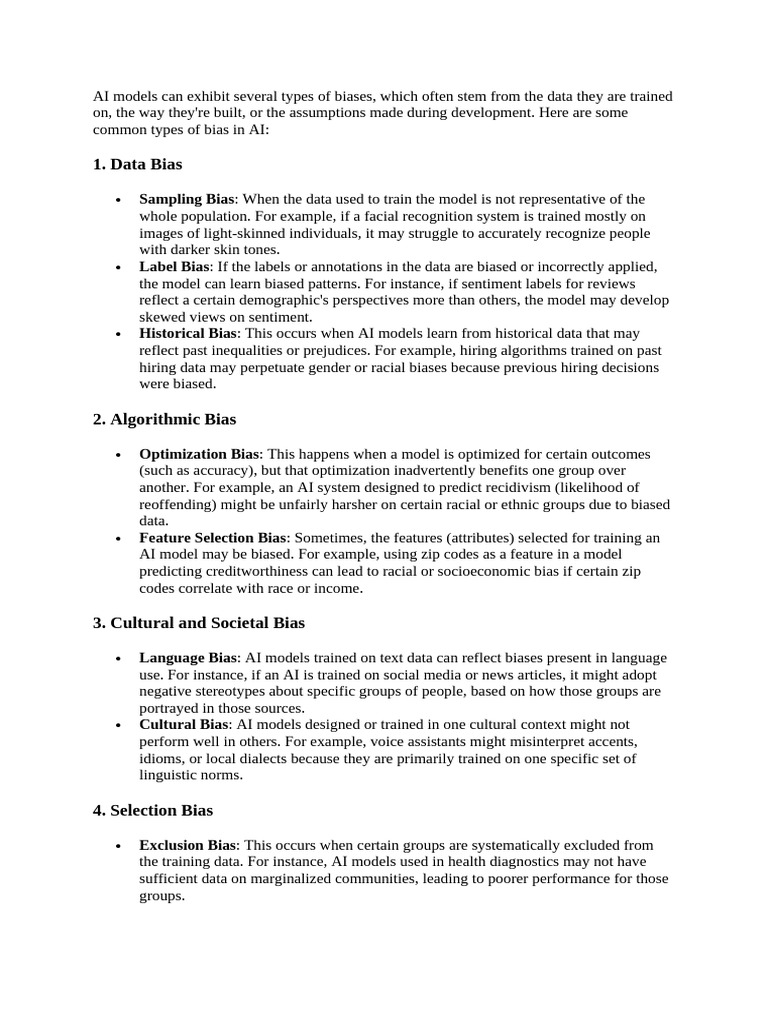 Types of Bias in AI Models | PDF | Bias | Artificial Intelligence
