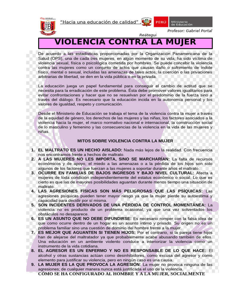 Educación y Prevención de Violencia de Género | PDF | La violencia ...