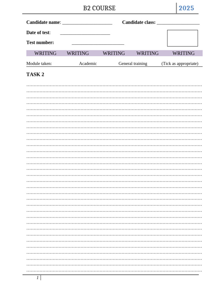 B2 Writing Task 2 Instructions | PDF