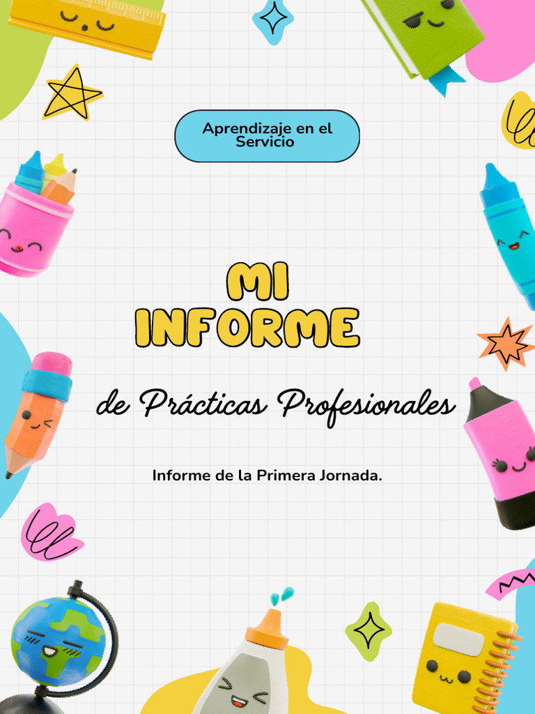 Documento A4 Portada Carátula Informe de Proyecto 3D Infantil ...