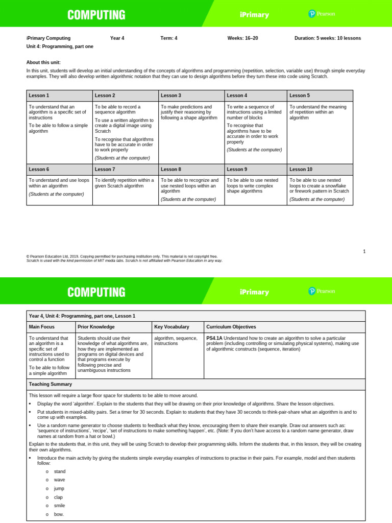Year 4 Programming: Algorithms & Scratch | PDF | Computer Programming ...