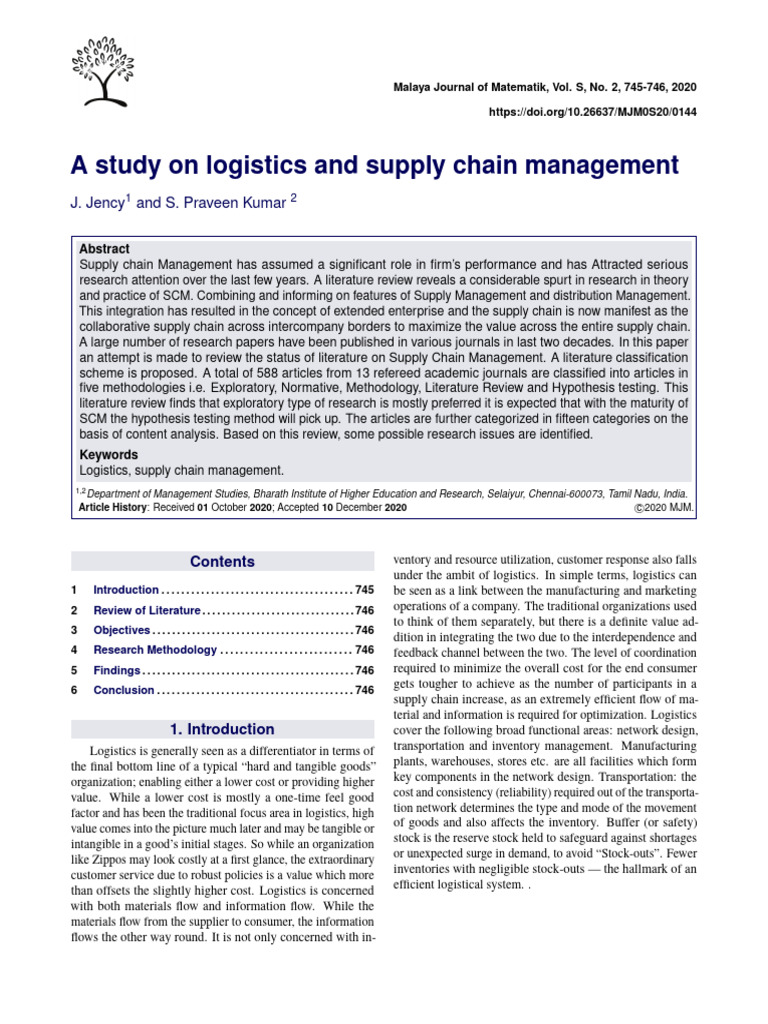 Literature Review on Supply Chain Management | PDF | Logistics | Supply ...