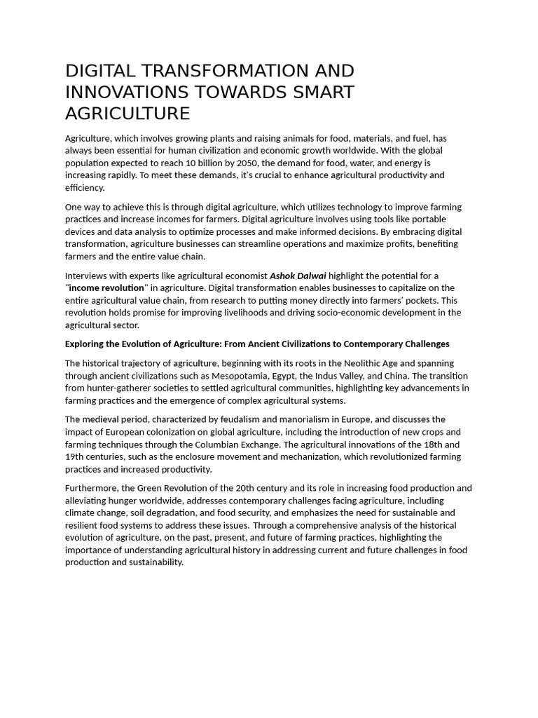 Digital Transformation in Smart Agriculture | PDF | Agriculture ...