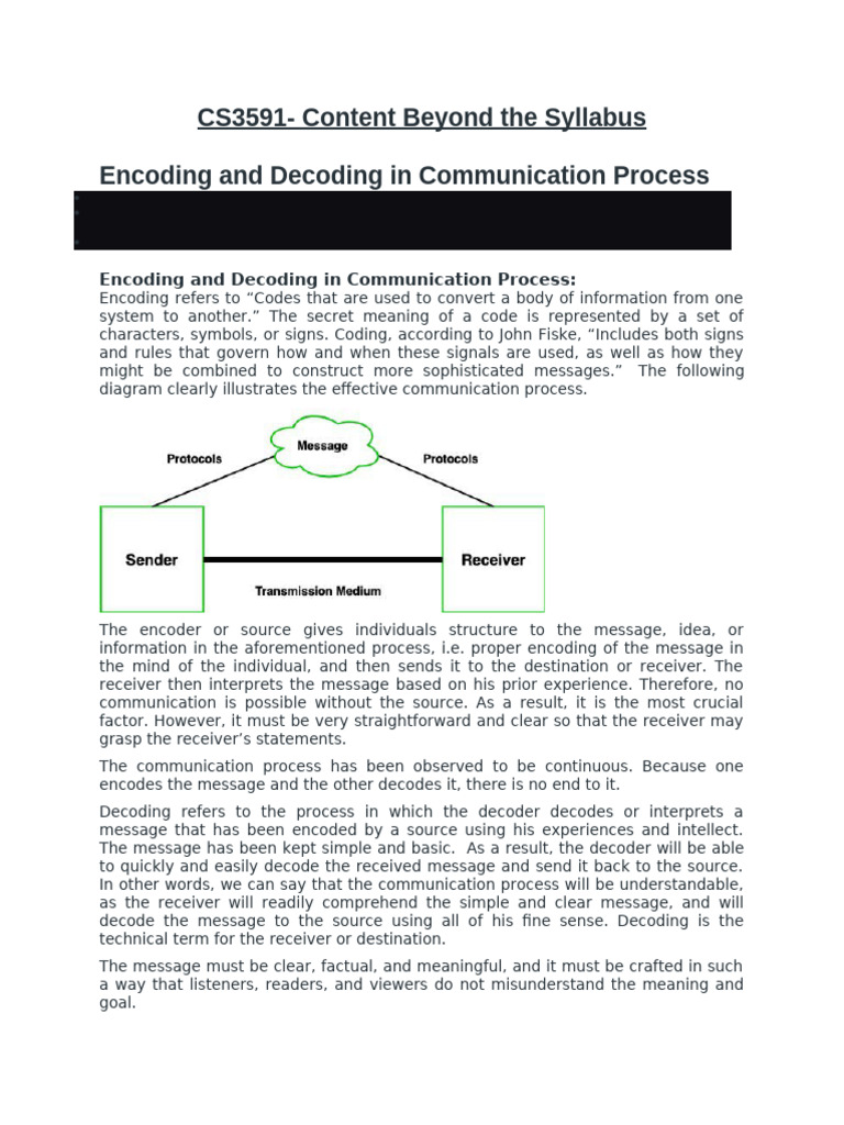 Encoding and Decoding in Communication | PDF | Code | Communication