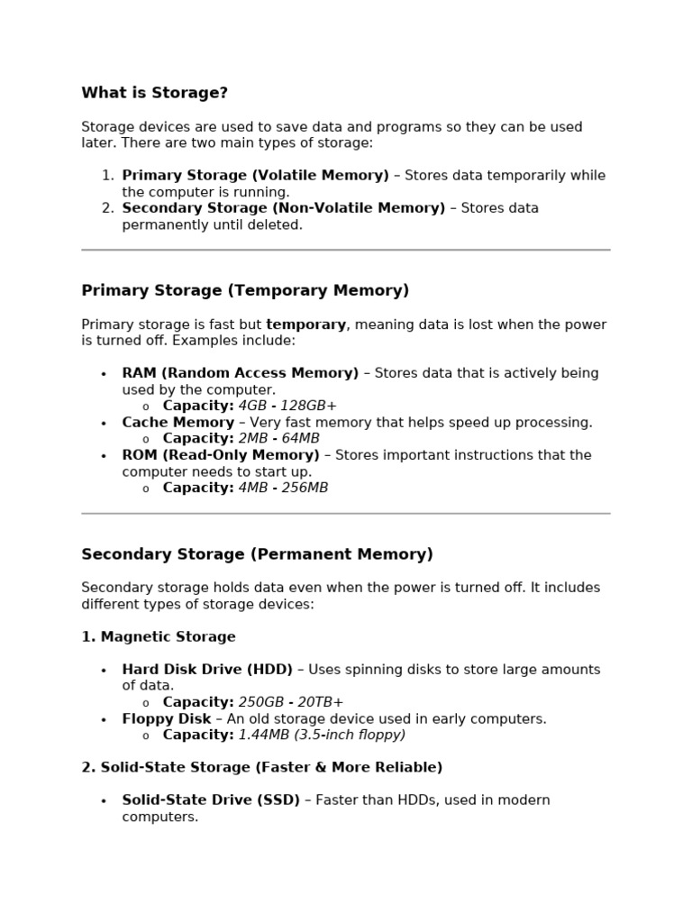 Types of Data Storage Explained | PDF | Computer Data Storage | Solid ...