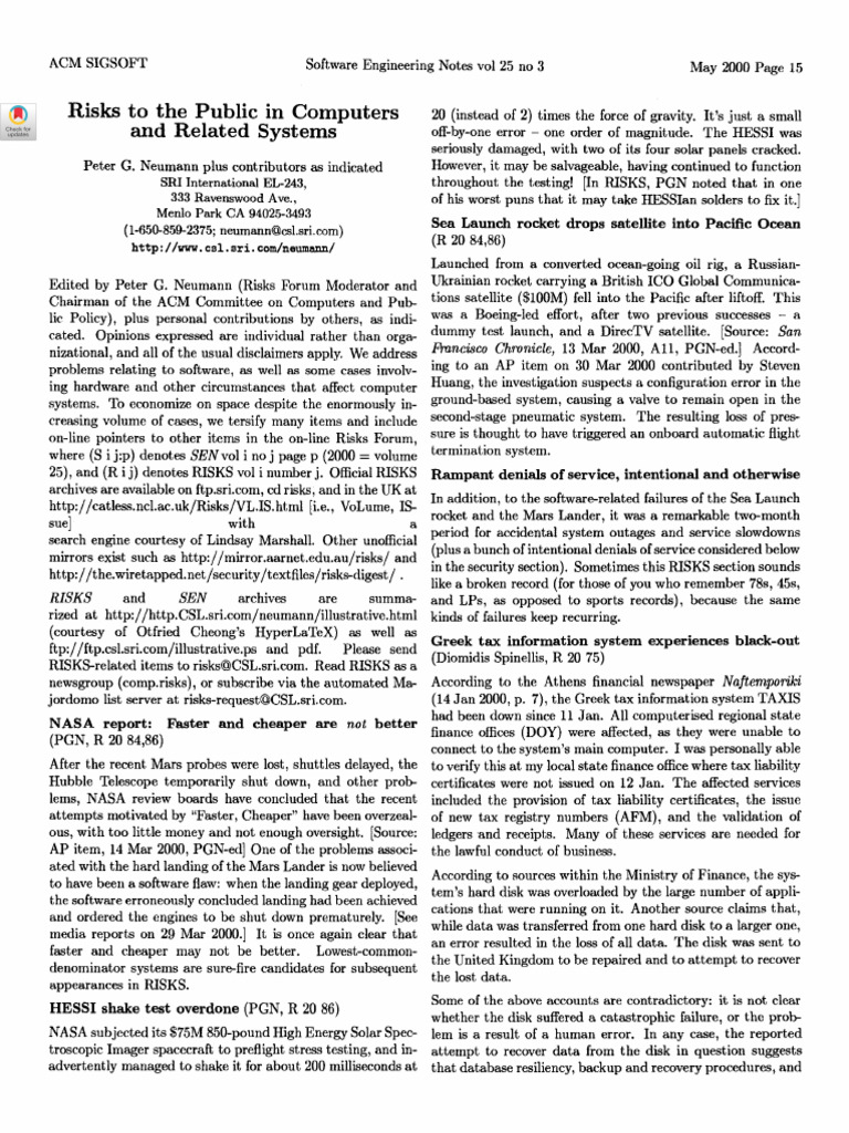 Risks in Computer Systems | PDF