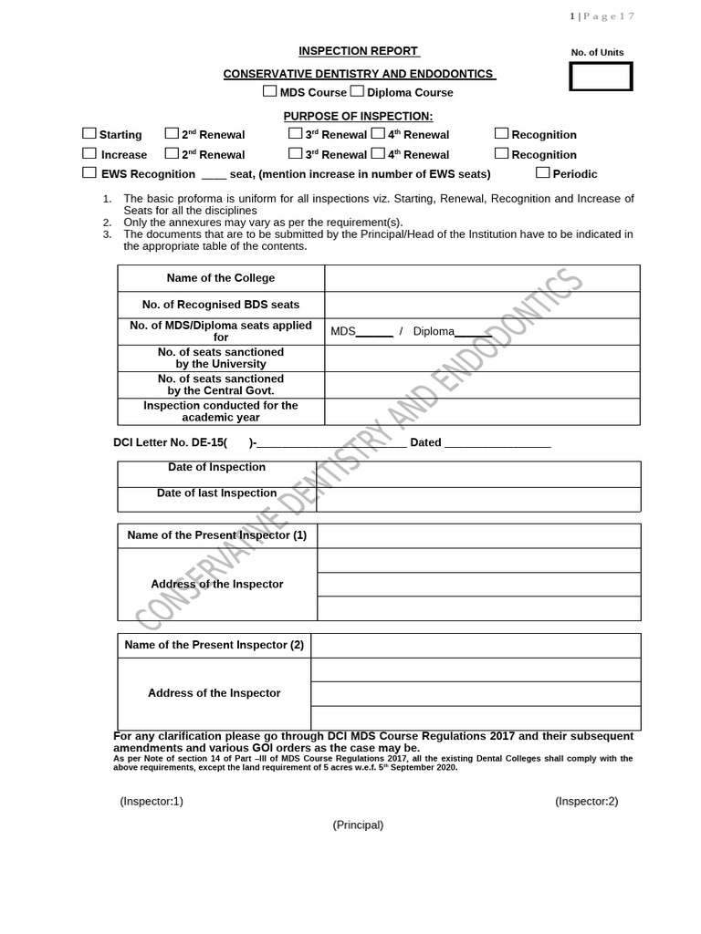 MDS Inspection Report: Conservative Dentistry | PDF | Dentistry Branches
