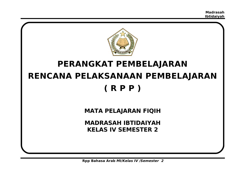 RPP MI Bahasa Arab Kelas 4 Smt 2