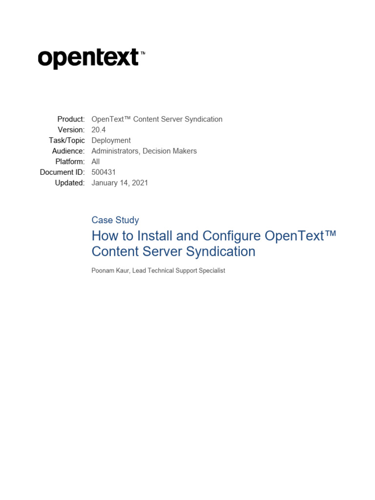 Install OpenText Content Server Syndication | PDF | Web Server ...