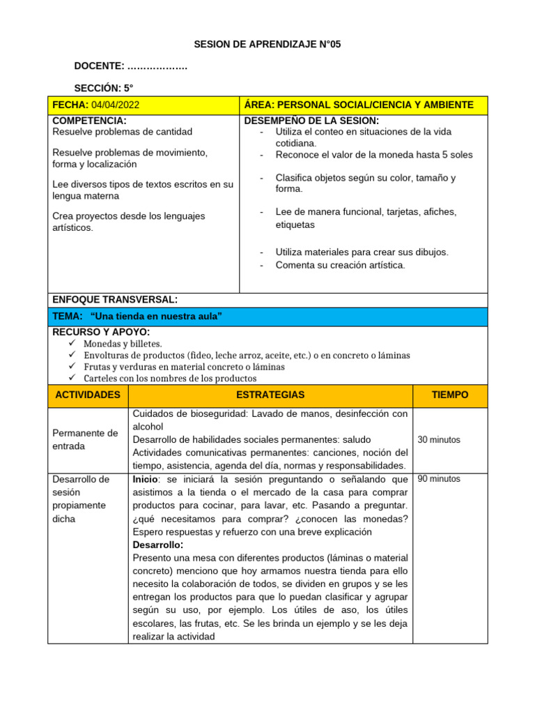 Actividades de Aprendizaje en Tienda Escolar | PDF | Aprendizaje