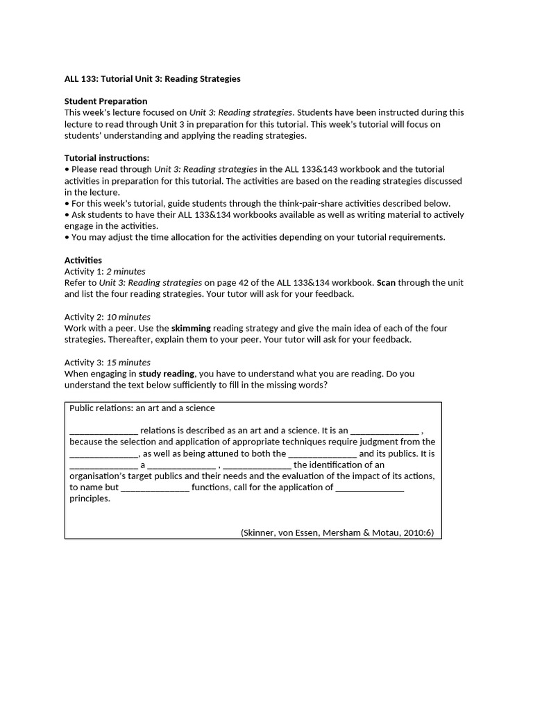 Reading Strategies Tutorial | PDF