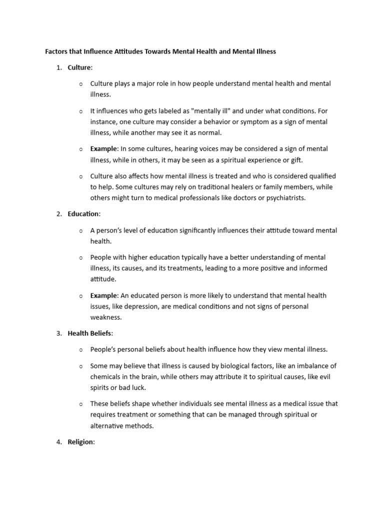Influences on Mental Health Attitudes | PDF | Mental Disorder ...
