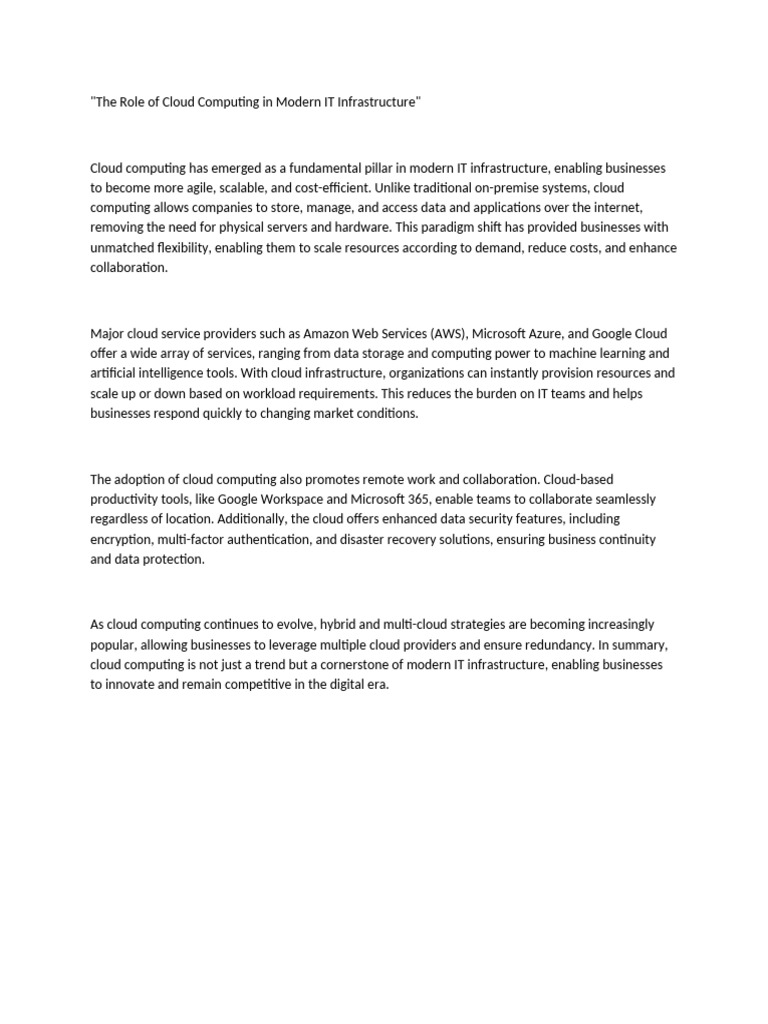 The Role of Cloud Computing | PDF