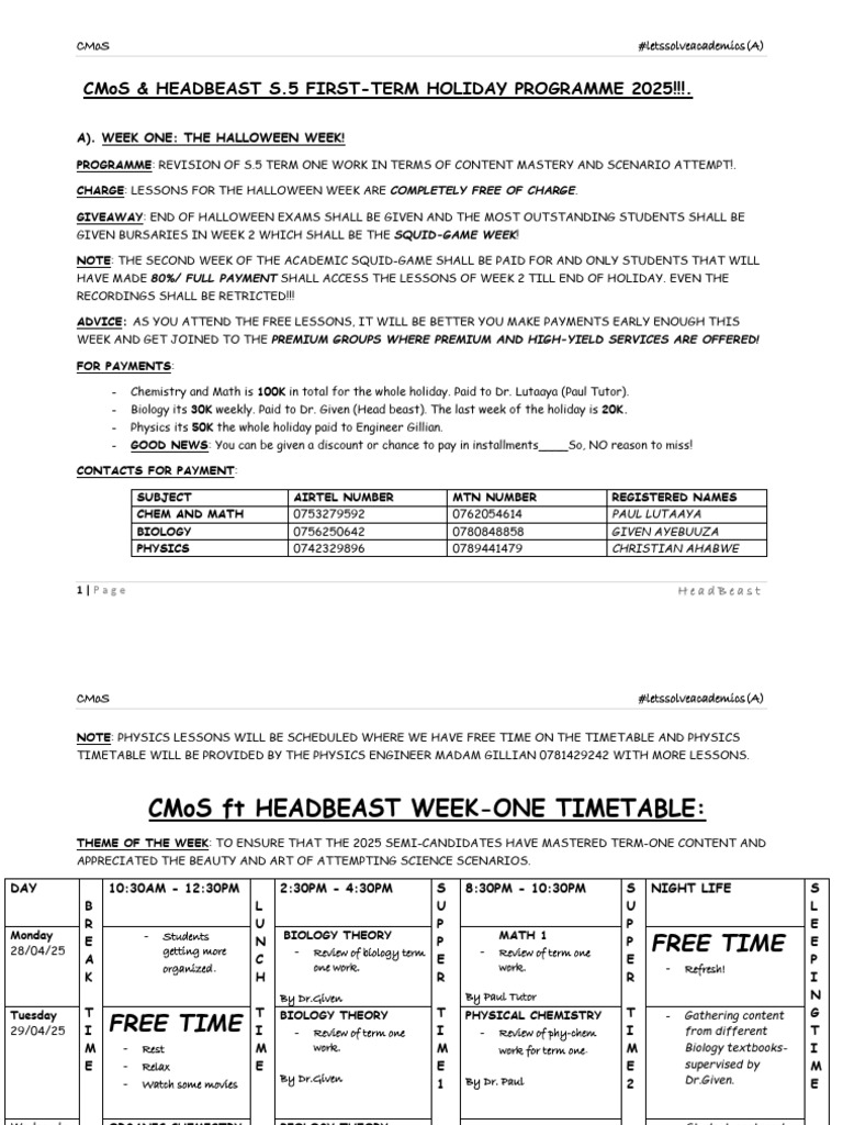 S.5 Halloween Holiday Program 2025 | PDF