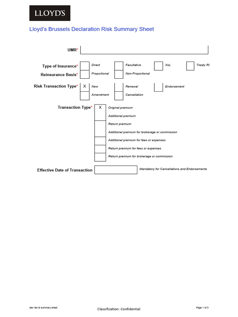Lloyds Brussels Bulking Lineslip Risk Data Entry Sheet 03042020 | PDF ...