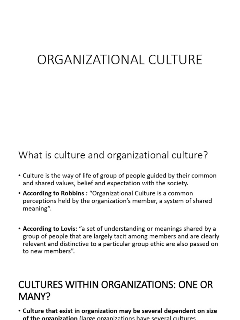 Understanding Organizational Culture | PDF | Organizational Culture ...