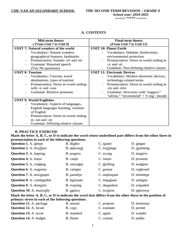 Grade 9 Second Term Revision Guide | PDF | Earth | Solar System