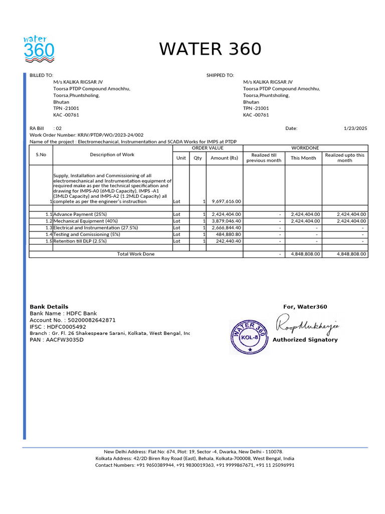 IMPS - RA Bill Abstract (23-01-2025) | PDF | Engineering