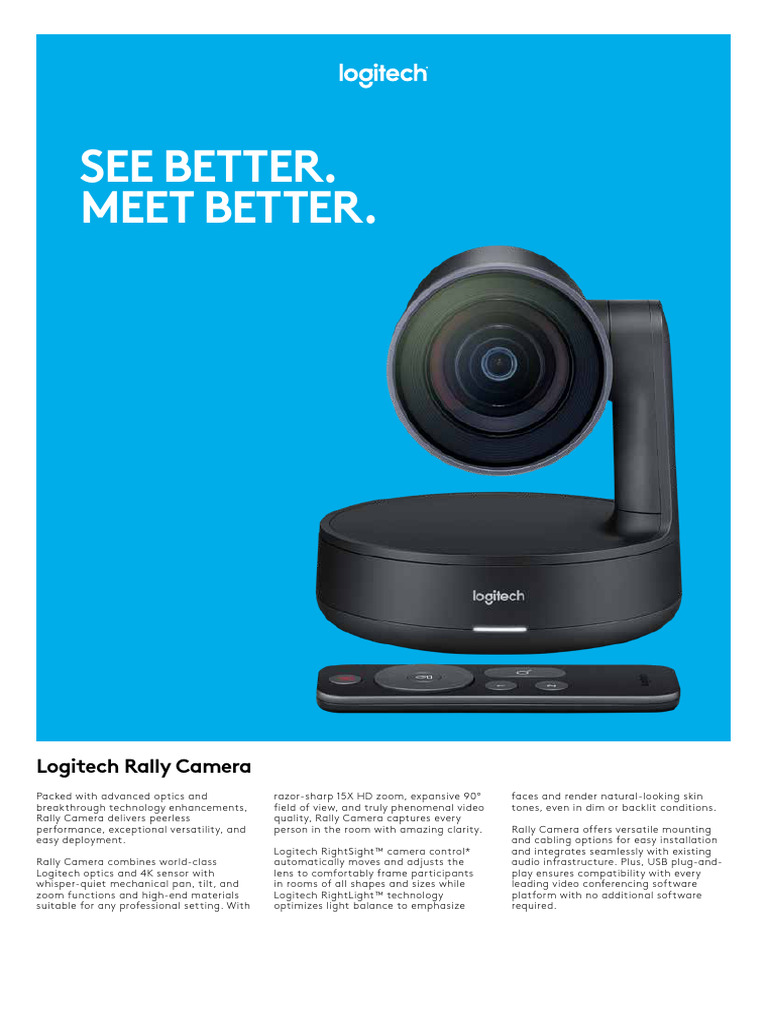 Camera Conference Logitech Rally Ultrahd Fiche Technique 1 | PDF ...