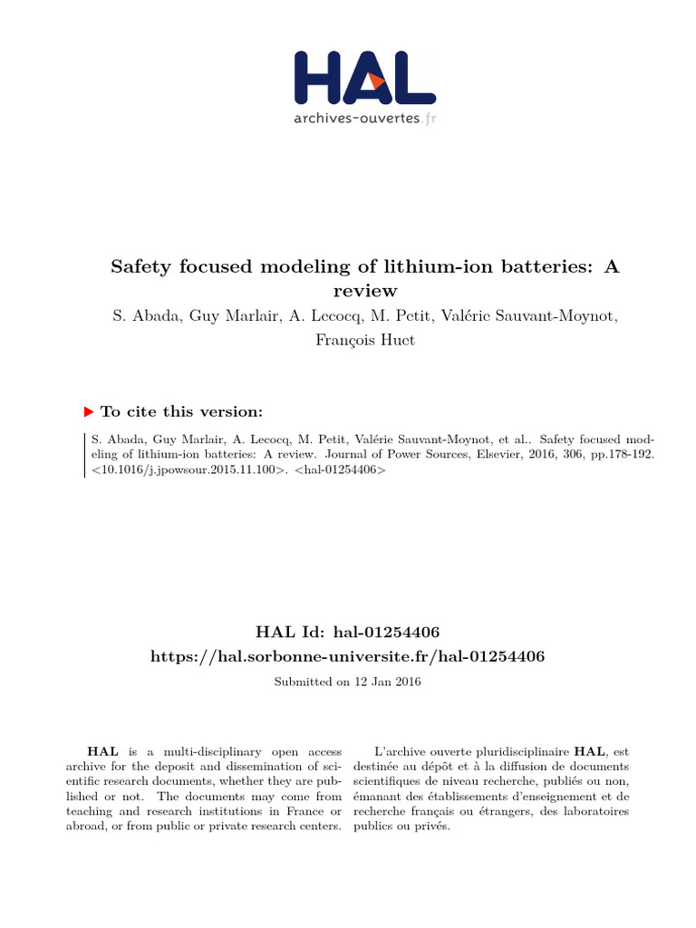 Safety Modeling of Lithium-Ion Batteries | PDF | Lithium Ion Battery | Heat