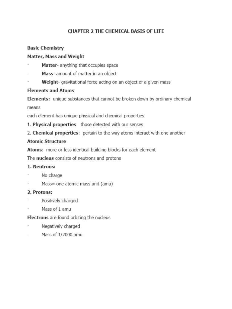 Chapter 2 ANATOMY AND PHYSIOLOGY CHEMICAL BASIS | PDF | Chemical Bond | Ion