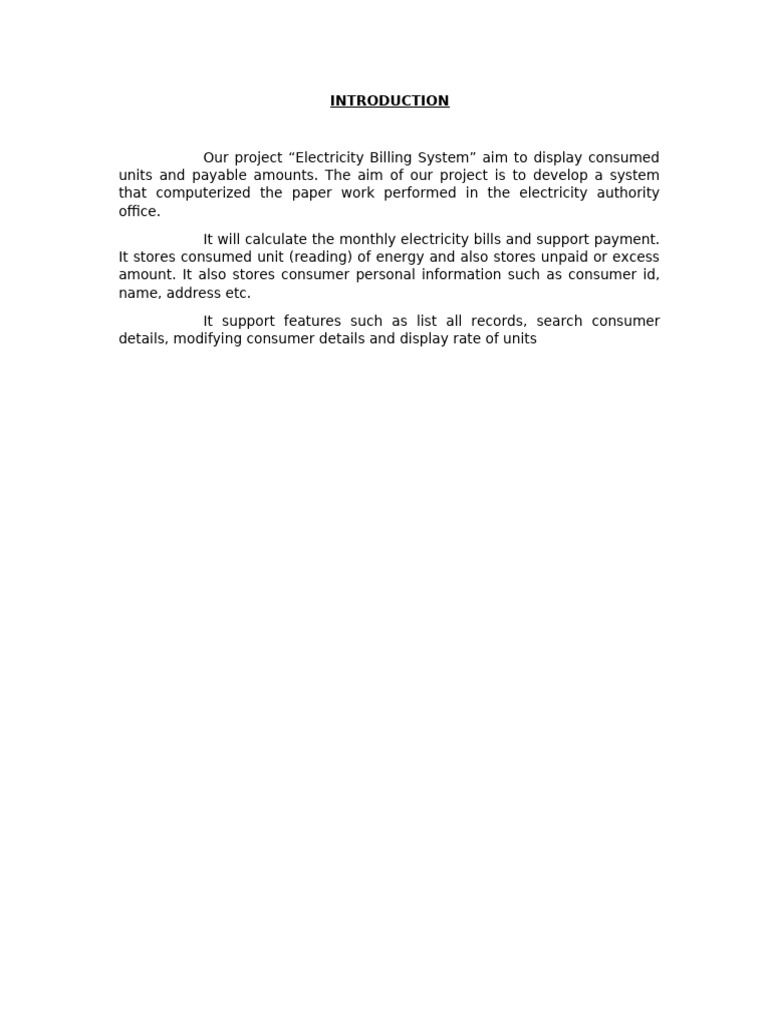 Electricity Billing System Overview | PDF